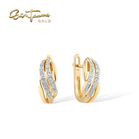 VISTOSO Pure 14K/9K Yellow Gold Earrings For Lady Glamorous Sparkling Diamond Earrings Wedding Engagement Gift Fine Jewelry