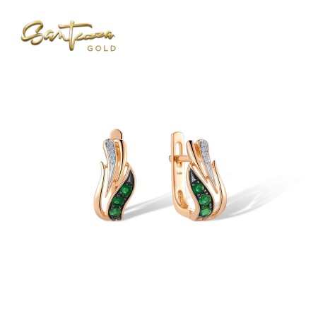 VISTOSO 14K/9K Rose Gold Diamonds Emerlad Elegant Wedding Fine Jewelry