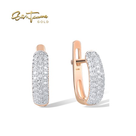 VISTOSO 14K & 9K Rose White Gold Earrings Sparkling Diamonds Fashion Fine Jewelry