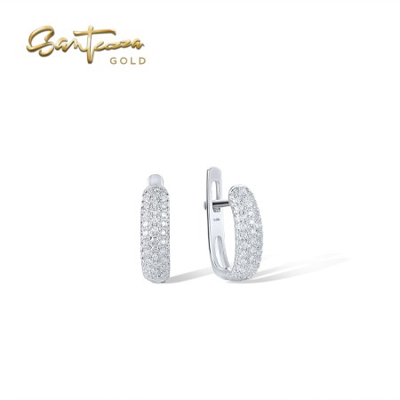 VISTOSO 14K & 9K Rose White Gold Earrings Sparkling Diamonds Fashion Fine Jewelry
