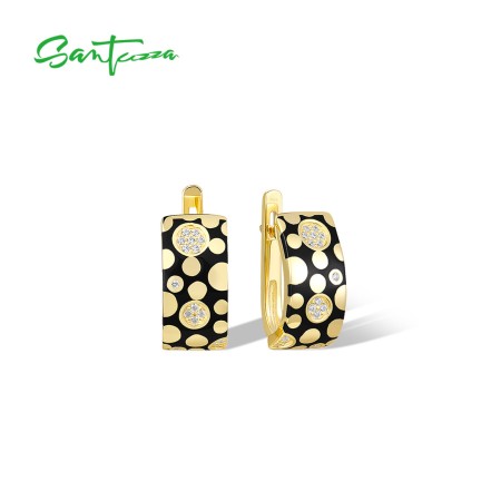 SANTUZZA 925 Sterling Silver Earrings Mixed Color Enamel Bohemian Pattern Popular Fine Jewelry