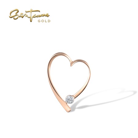 VISTOSO 14K/9K Rose Gold Pendants Love Heart Diamond Geometric Gifts Trendy Fine Jewelry