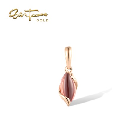 VISTOSO 14K / 9K Rose Gold Marquise Pendant Garnet Elegant Fine Jewelry Set 