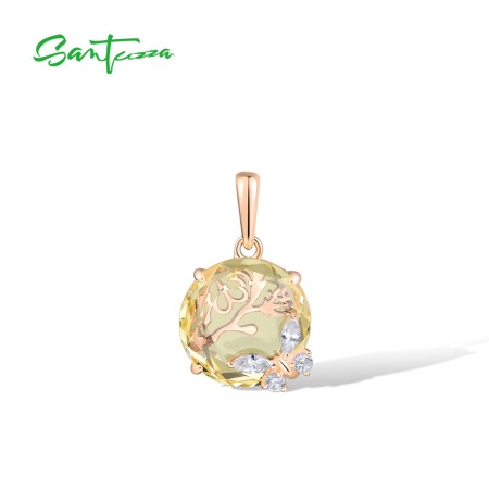 Santuzza 925 Sterling Silver Pendant Coral Reef Charm CZ Cute Ocean Animal Fish Fashion Fine Jewelry