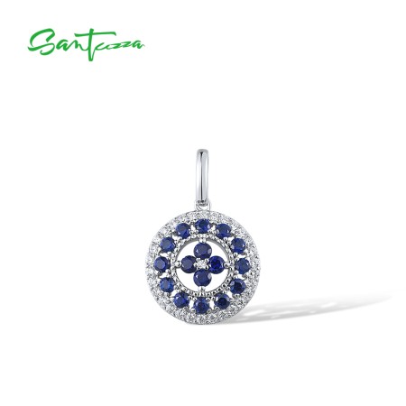 SANTUZZA  925 Sterling Silver Pendant  Created Sapphire Daily Wear Trendy Gifts Fine Jewelry