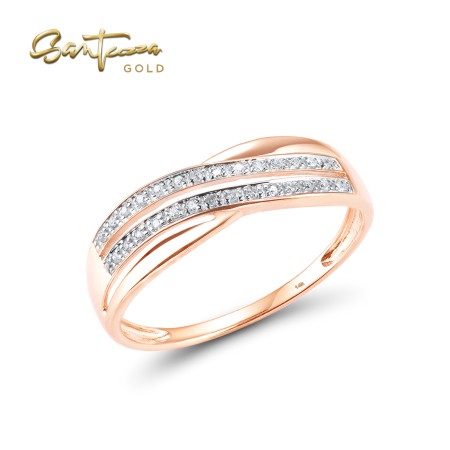 SANTUZZA 14K 585 / 9K 375 Rose Gold Rings Sparkling Diamonds Fine Jewelry