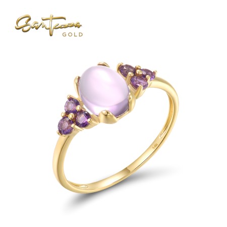 SANTUZZA 14K 585 / 9K 375 Yellow Gold Rings Amethyst Fine Jewelry