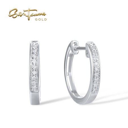 SANTUZZA 14K 585 White/Yellow/Rose Gold Earrings Sparkling Diamond Classic Earrings Wedding Engagement Fine Jewelry