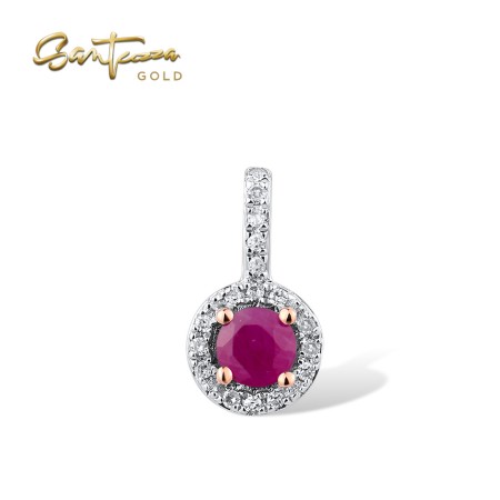 SANTUZZA 14K 585 Yellow/ Rose Gold Pendant Round Emerald/ Blue Sapphire/ Ruby Diamond Chic Fine Jewelry