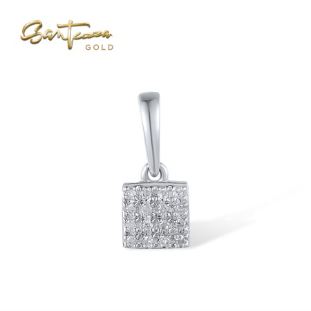 SANTUZZA 14K 585/9K 375 Rose White Yellow Gold Pendants Diamond Square Fine Jewelry
