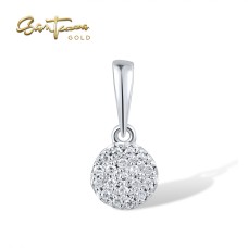 SANTUZZA 14K 585 Yellow / White Gold Pendants Small Round Circle Diamond Fine Jewelry