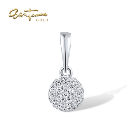 SANTUZZA 14K 585 Yellow / White Gold Pendants Small Round Circle Diamond Fine Jewelry