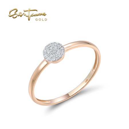 SANTUZZA 14K 585 Yellow / Rose / White Gold Ring Diamond Round Cirle Fine Jewelry