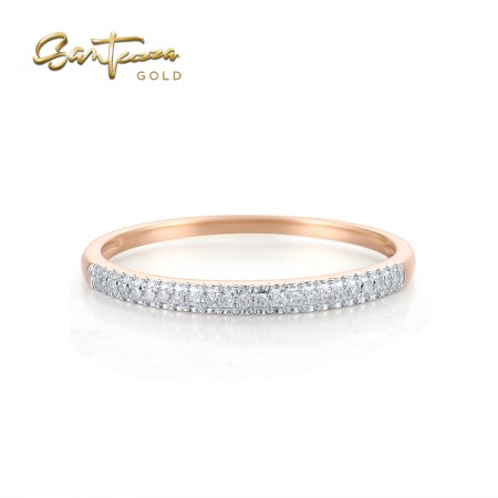SANTUZZA 14K 585 Rose Gold Ring Sparkling Diamond Fine Jewelry