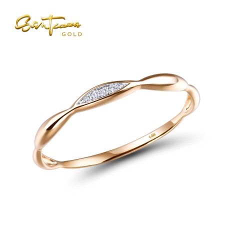 SANTUZZA 14K 585 / 9K 375 Yellow /White /Rose Gold Rings Diamond Fine Jewelry