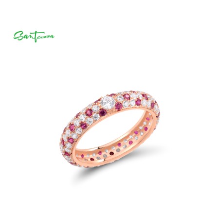 SANTUZZA 925 Sterling Silver Rings Multi-color Gems Stackable Colorful Jewelry