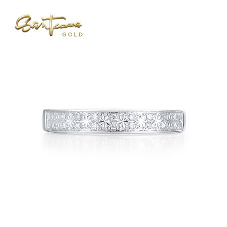 SANTUZZA  9K 375 White Gold Ring Sparkling Diamond Fine Jewelry