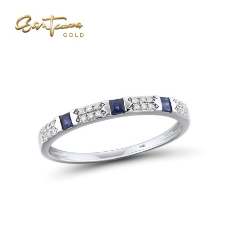 SANTUZZA 14K Yellow/White Gold Rings Diamond Blue Sapphire /Emerald Fine Jewelry