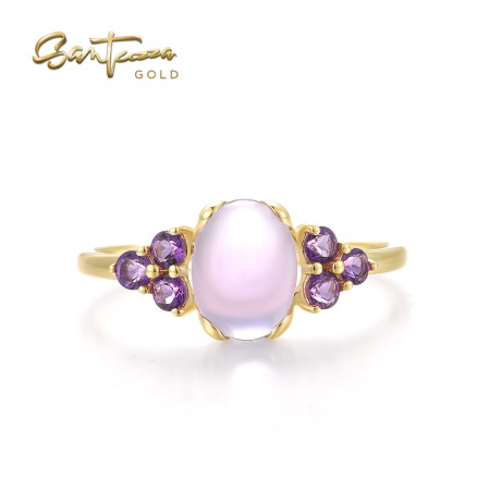 SANTUZZA 14K 585 Yellow Gold Rings Amethyst Fine Jewelry