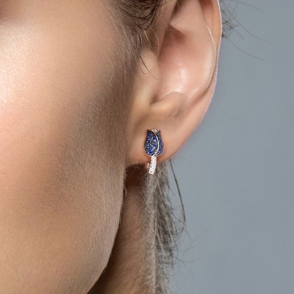 SANTUZZA 925 Sterling Silver Earrings For Women Silver Blue