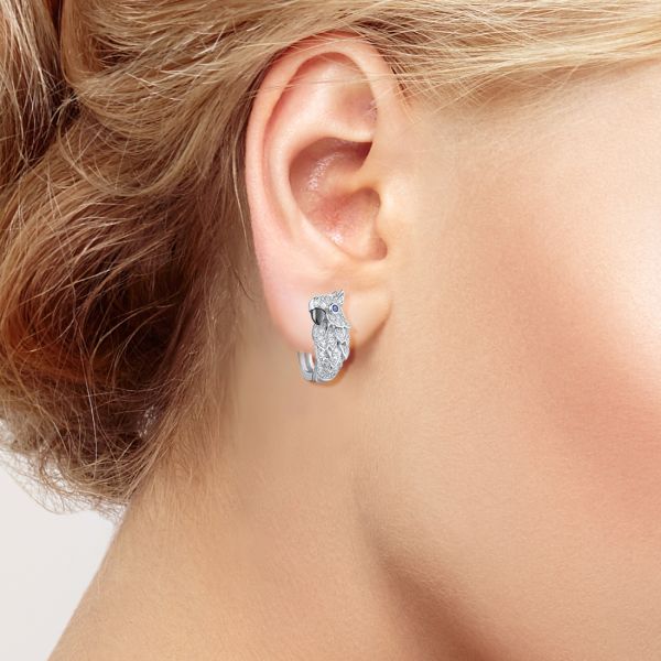 SANTUZZA 925 Sterling Silver Earrings Blue White CZ Parrot