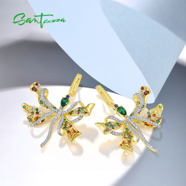 Silver Dragonfly Earrings with Blue Enamel and Multicolored Crystals Silver Dragonfly Earrings with Blue Enamel and Multicolored Crystals