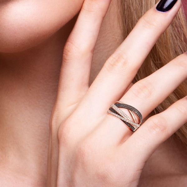SHINPINARELLO ラザ SANTUZZA Ring 925 Sterling Silver Sparkling Nano Brown