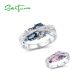 SANTUZZA Rings 925 Sterling Silver Blue Purple Pink Spinel Cubic Zirconia Jewelry