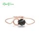 SANTUZZA 100% 925 Sterling Silver Bracelets For Women Black Spinel Leopard Head Panther Chain Link Gold Color Gifts Fine Jewelry