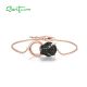 SANTUZZA 100% 925 Sterling Silver Bracelets For Women Black Spinel Leopard Head Panther Chain Link Gold Color Animal Fine Jewelry