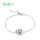 SANTUZZA 925 Sterling Silver Bracelet Leopard Panther Green Spinel White Zirconia Adjustable Jewelry