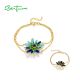 SANTUZZA  925 Sterling Silver Bracelet Green&Blue Flower Enamel Adjustable Chic Gifts Fine Jewelry 