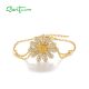 SANTUZZA 925 Sterling Silver Bracelet Sparkling White CZ Flower Jewelry