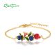 SANTUZZA 925 Sterling Silver Adjustable Bracelet For Women Ename Blueberries Fruits Wedding Anniversary Gifts Fine Jewelry