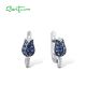 SANTUZZA 925 Sterling Silver Earrings For Women Silver Blue Tulip Cubic Zirconia Jewelry