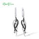 SANTUZZA Earrings  925 Sterling Silver Black Spinel White Cubic Zirconia Jewelry