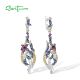 SANTUZZA 925 Sterling Silver Earrings Colorful Stones Butterfly Dangling Earrings Jewelry