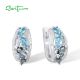 SANTUZZA 925 Sterling Silver Earrings Sparkling Blue Stones White Cubic Zirconia Fine Jewelry