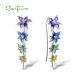 SANTUZZA Climber Earrings 925 Sterling Silver Black White Enamel Flower Jewelry