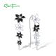 SANTUZZA Climber Earrings 925 Sterling Silver Black White Enamel Flower Jewelry