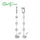 SANTUZZA  925 Sterling Silver Drop Earrings   White CZ  Long Dangling Earrings Fine Jewelry