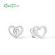 SANTUZZA 925 Sterling Silver Stud Earrings White CZ Open Heart Shaped Fine Jewelry