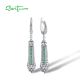 SANTUZZA 925 Sterling Silver Earrings Green Spinel White Cubic Zirconia Dangling Earrings Jewelry