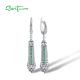 SANTUZZA 925 Sterling Silver Earrings Green Spinel White Cubic Zirconia Dangling Earrings Jewelry