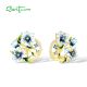 SANTUZZA 925 Sterling Silver Earrings Sparkling Spinel Enamel Little Blue Flower Jewelry