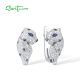 SANTUZZA 925 Sterling Silver Earrings Sparkling Blue Nano CZ Leopard Animal Jewelry