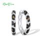 SANTUZZA 925 Sterling Silver Hoop Earrings For Women Black Spinel Yellow White Cubic Zirconia Glamorous Jewelry