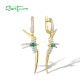 SANTUZZA Silver Earrings 925 Sterling Silver Green Spinel White CZ Gold Color Earrings Swallow Jewelry