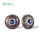 SANTUZZA 925 Sterling Silver Earrings Blue Stone White CZ Enamel Round Jewelry