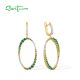 SANTUZZA 925 Sterling Silver Earrings Gradual Green Stones White CZ Circle Dangling Earrings Jewelry